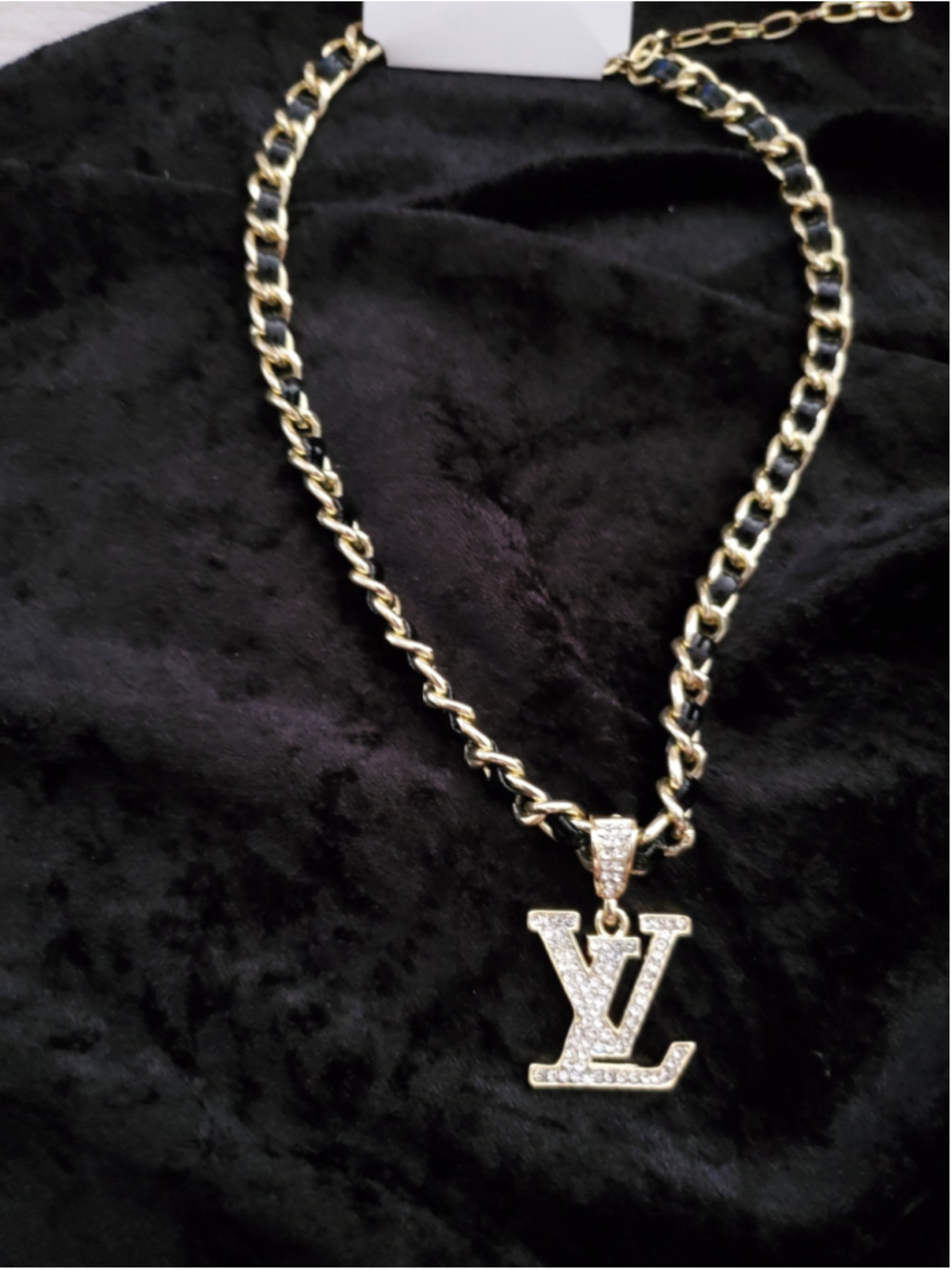 Gold and Black Crystal Encrusted Necklace